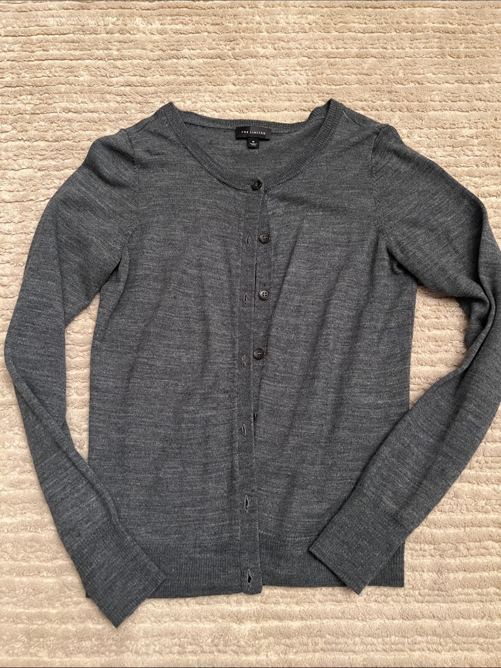 The Limited Charcoal Gray Button-Up Lightweight Cardigan
